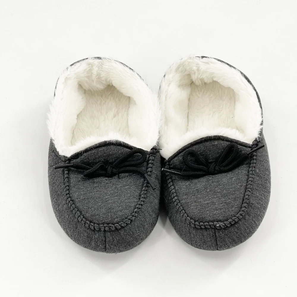 Target Boy Girl Faux Fur Lining Moccasins Slippers Shoes Grey Medium‎ 2-3